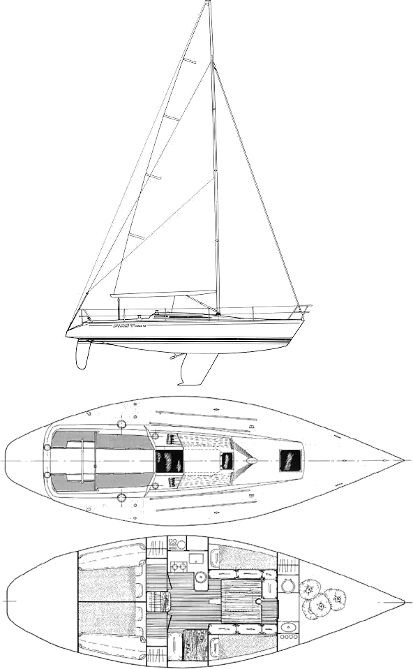 Drawing of Beneteau First Class 12