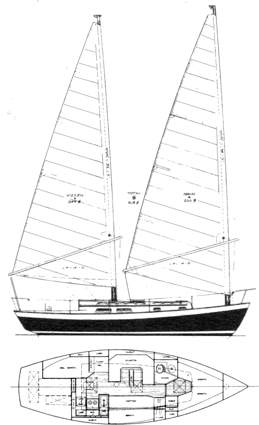Drawing of Whistler 32 Cat Ketch