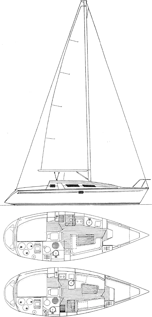 Drawing of Jeanneau Sun Odyssey 31