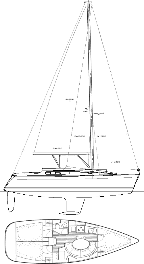 Drawing of Jeanneau Sun Odyssey 34.2