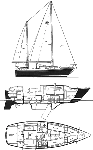 Drawing of O'Day 32 Ketch