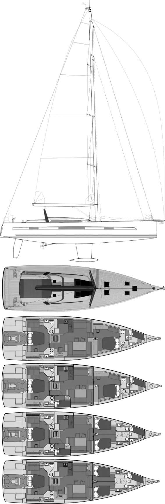 Drawing of Dufour 63