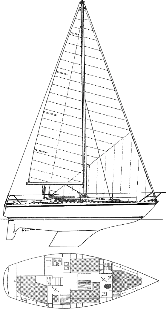 Drawing of Jeanneau Melody 34