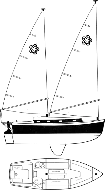 Drawing of Freedom 28 Cat Ketch