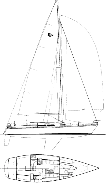 Drawing of Farr 44 (1980)