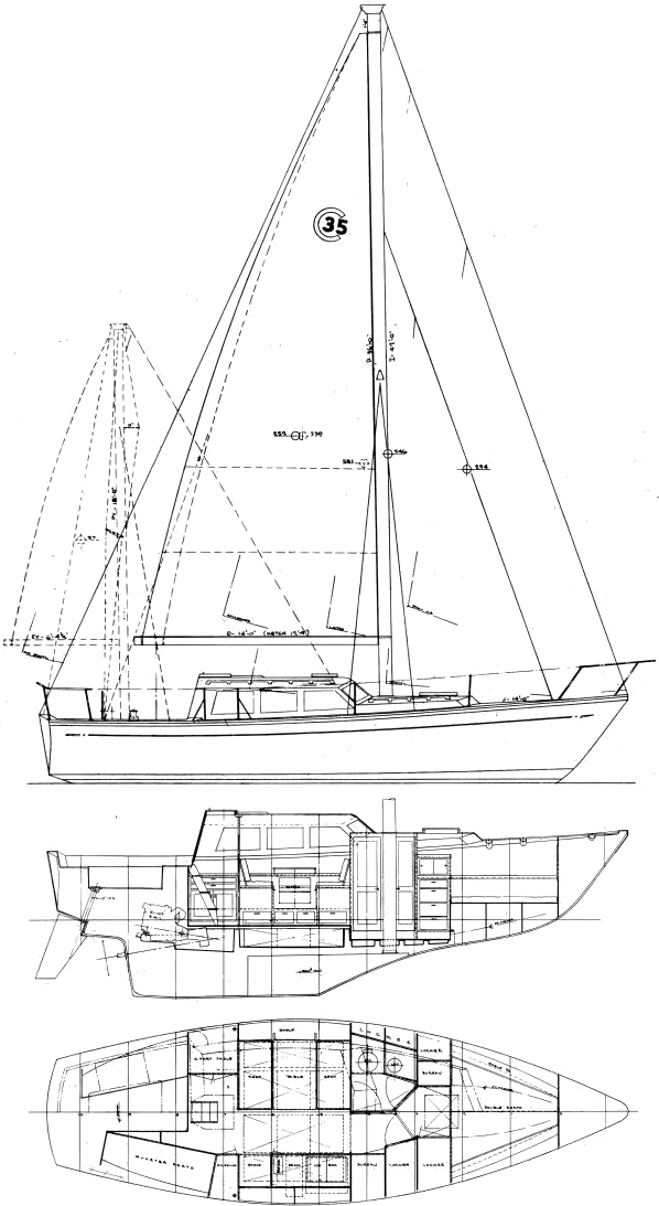 Drawing of Cal 35 Cruise