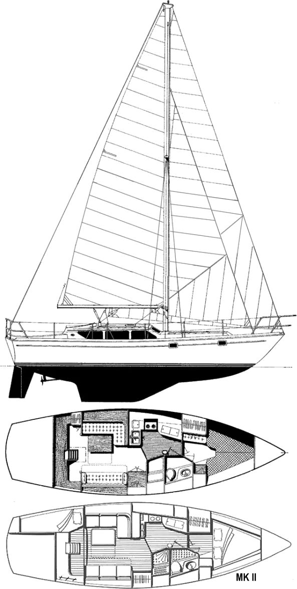 Drawing of Gulfstar 39 Sailmaster