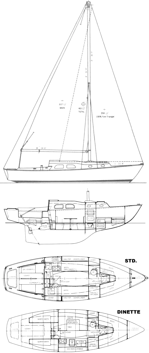 Drawing of Pearson Coaster 30
