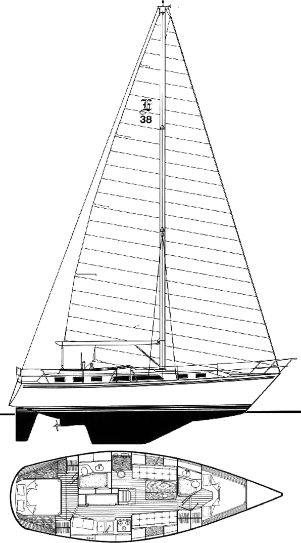 Drawing of Endeavour 38 CC