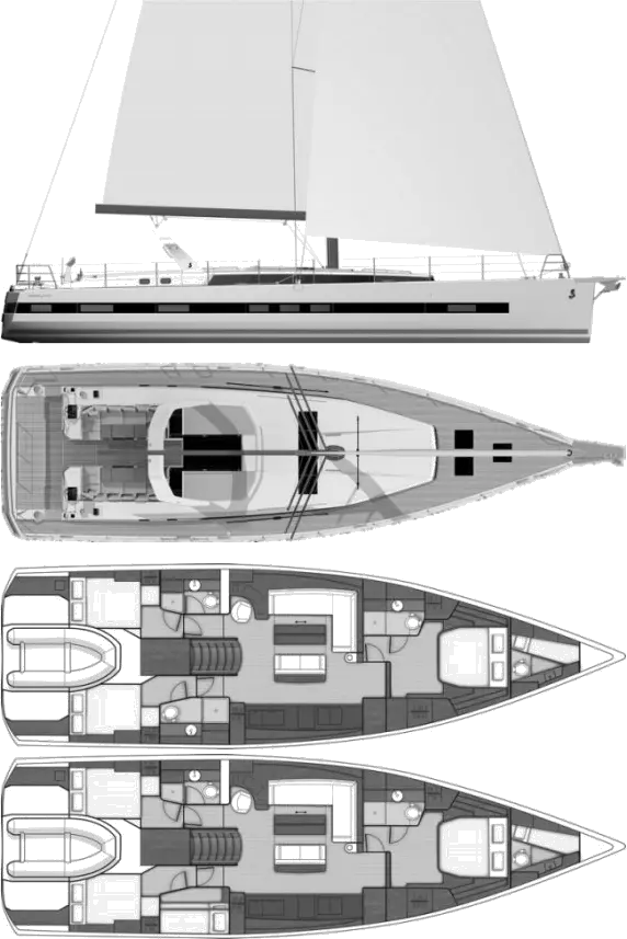 Drawing of Beneteau Oceanis Yacht 62