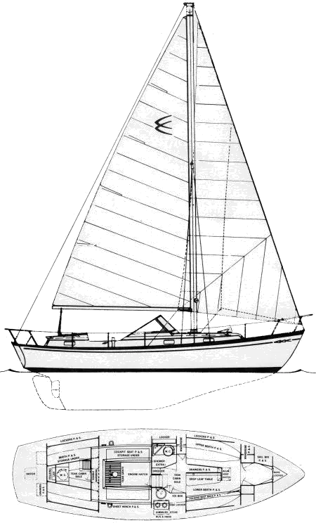 Drawing of Chris-Craft Sail Yacht 35