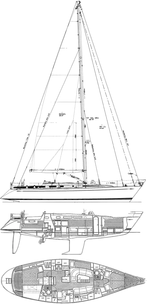 Drawing of Swan 44 MK II (Frers)