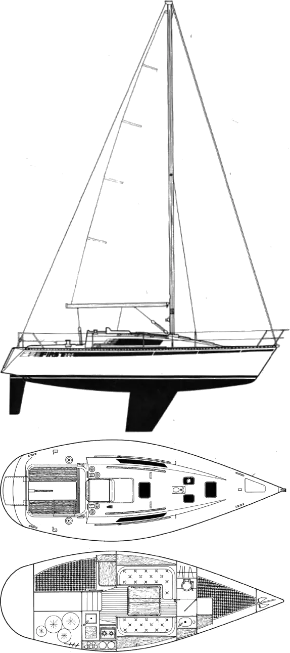 Drawing of First 30 E (Beneteau - Berret)