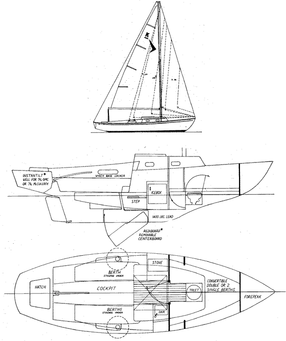 Drawing of Seafarer 23 Kestrel (Daysailor)