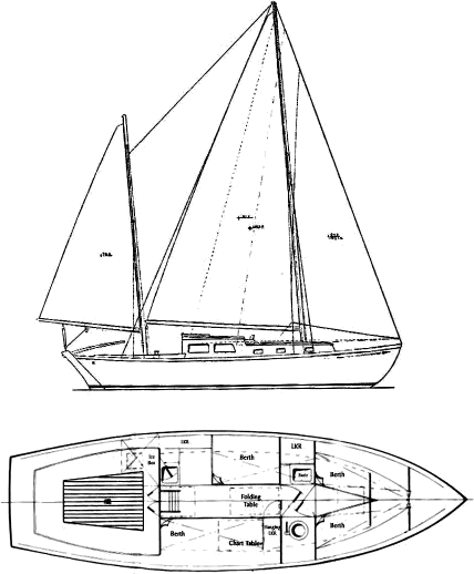 Drawing of Cheoy Lee Bermuda 30