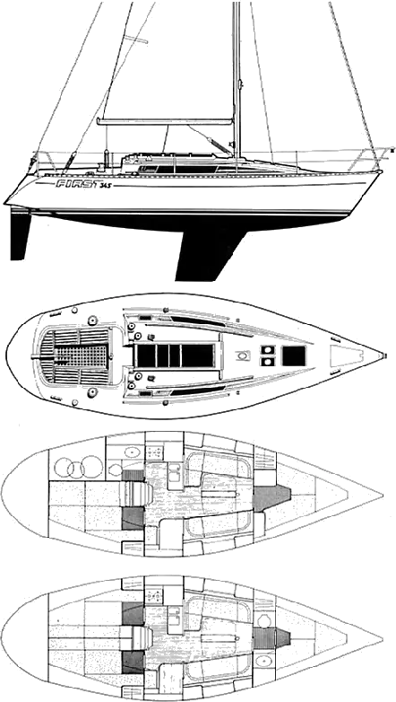 Drawing of Beneteau First 345