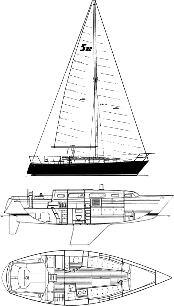 Drawing of Sabre 32 (Tri-Cabin)