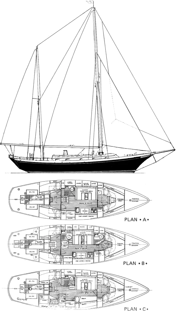 Drawing of Cheoy Lee Clipper 42