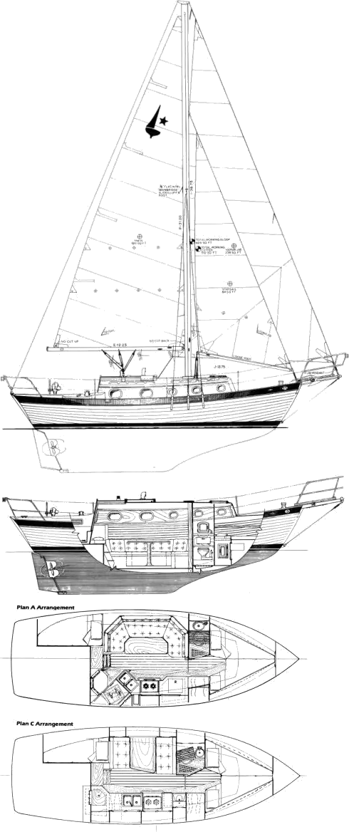 Drawing of Pacific Seacraft Orion 27