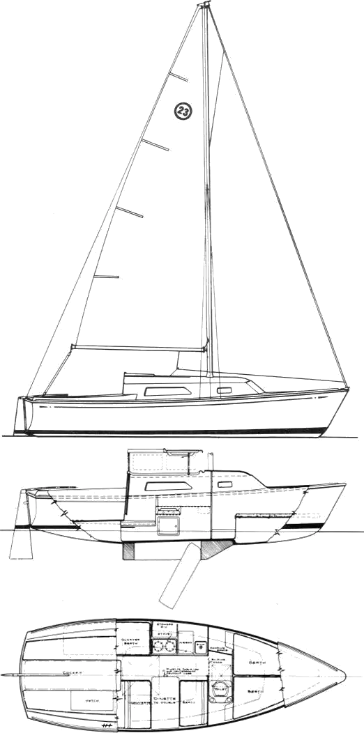 Drawing of O'Day 23-1 (Lift Top)
