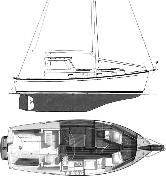 Drawing of Cape Dory 300 MS