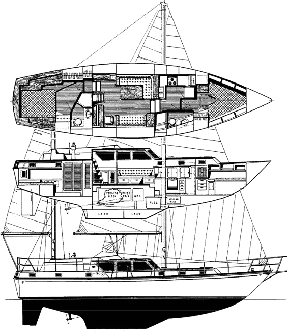 Drawing of Gulfstar 47 Sailmaster