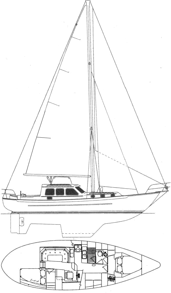 Drawing of Pacific Seacraft Pilothouse 40