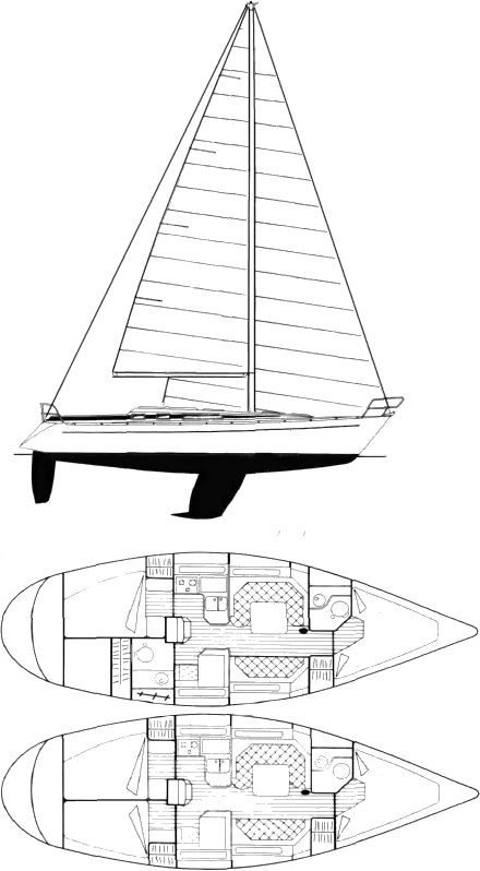 Drawing of Grand Soleil 38 (Finot)