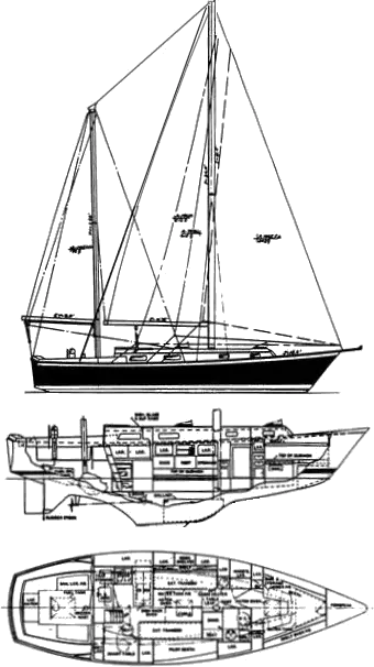 Drawing of Pearson 365 Ketch
