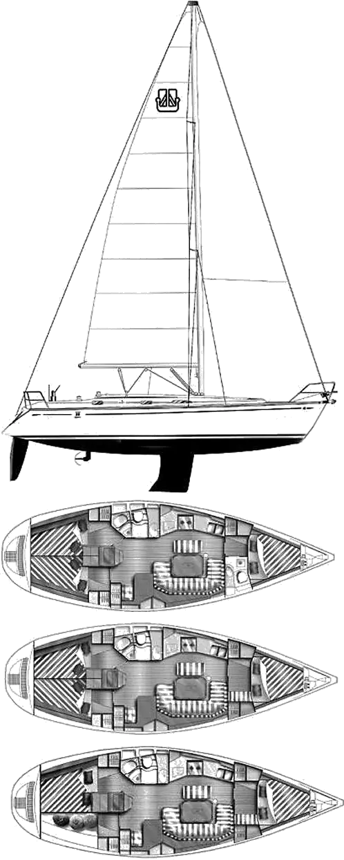 Drawing of Dufour Classic 38