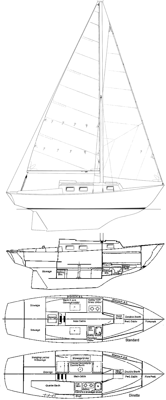 Drawing of Sailstar Bristol 24 Corsair