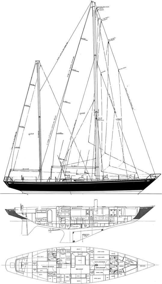 Drawing of Swan 65-S&S Ketch
