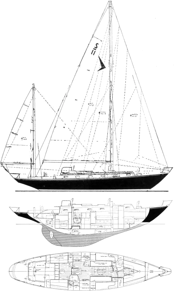 Drawing of Seafarer 45 Yawl