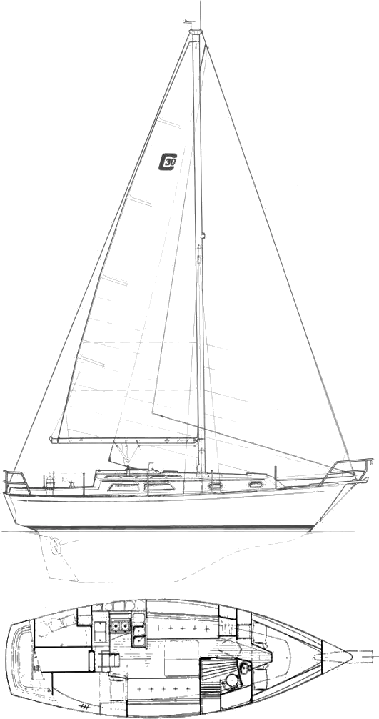 Drawing of Cape Dory 30 MK II